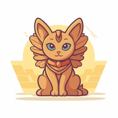 Yerde oturan sevimli çizgi film köpeği. Düz bir şekilde vektör illüstrasyonu.