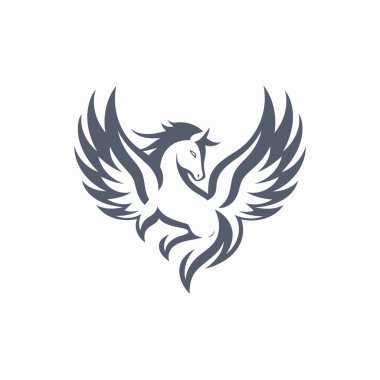 Beyaz arkaplanda Pegasus Logo Şablonu vektör çizimi tasarımı.