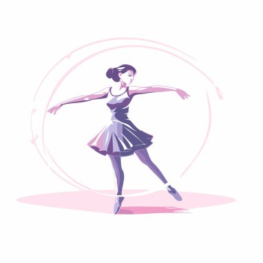 Balerin kostümü giymiş bir balerin. Vektör illüstrasyonu.