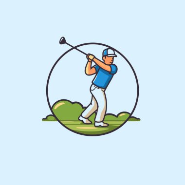 Golfçü ikonu. Web tasarımı için golfçü vektör simgesinin düz çizimi
