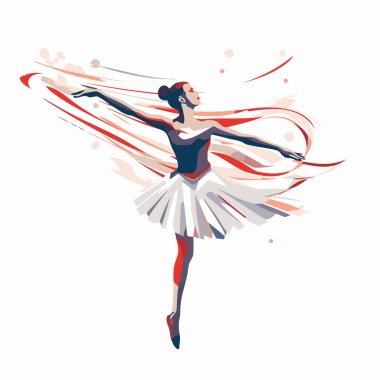 Beyaz balerin etekli balerin. Vektör illüstrasyonu.