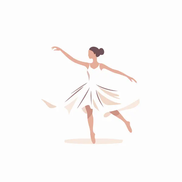 Baletní Tanečnice Bílých Šatech Izolované Ploché Vektorové Ilustrace Bílém Pozadí — Stockový vektor