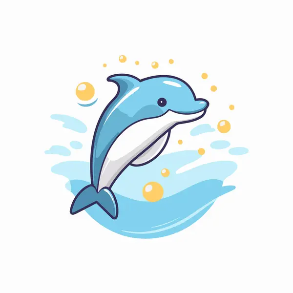 Delfine Springen Aus Dem Wasser Vektorillustration Flachen Stil — Stockvektor