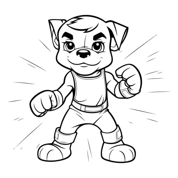 Vektorová Ilustrace Kresleného Boxerského Psa Černobílá Vektorová Ilustrace — Stockový vektor