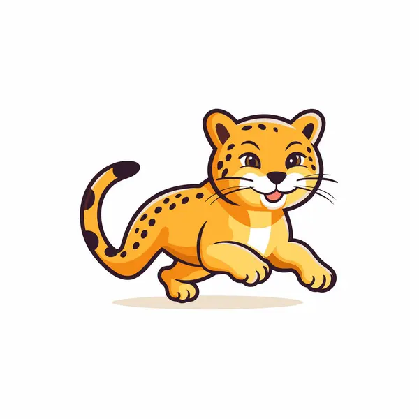Cute Leopard Cartoon Character Vector Illustration White Background — Stock Vector