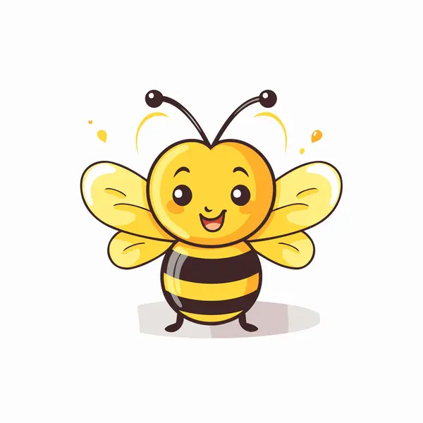 Cute Cartoon Bee Character Vector Illustration Isolated White Background — Stock Vector