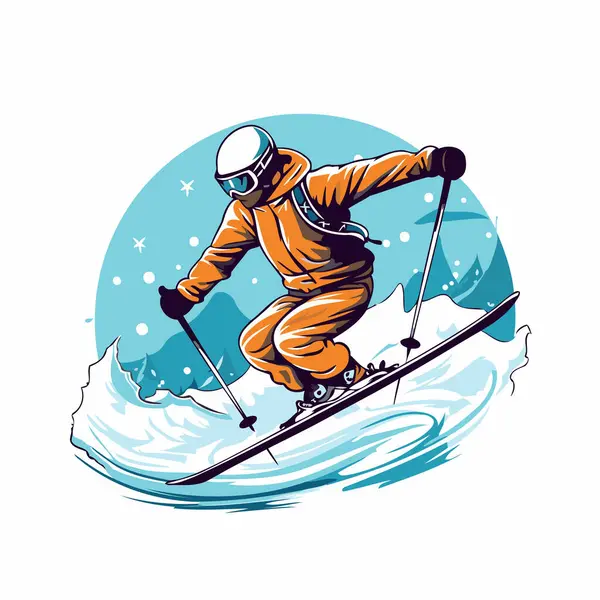 Skiing vector illustration. freestyle sport. winter sport.