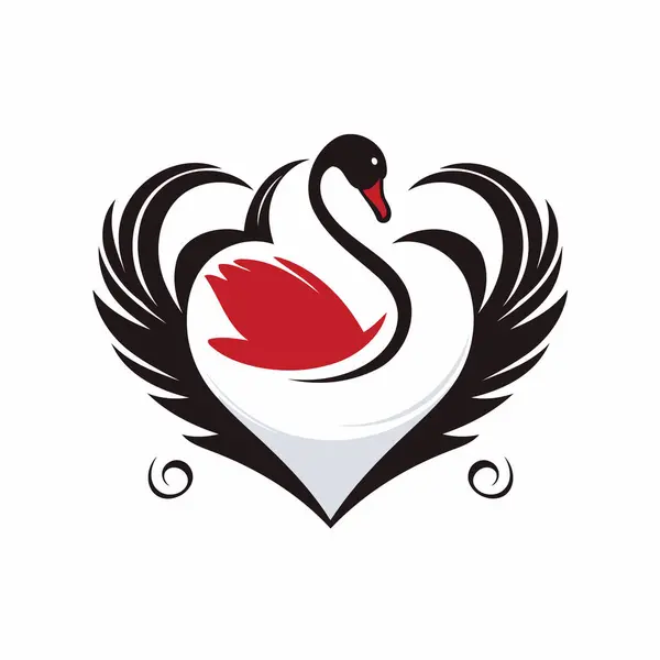 Vzor Labutí Logo Srdcem Labutí Symbol Vektorové Ilustrace — Stockový vektor