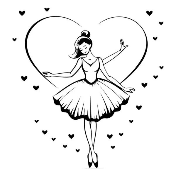 Prachtige Ballerina Vorm Van Een Hart Vectorillustratie — Stockvector