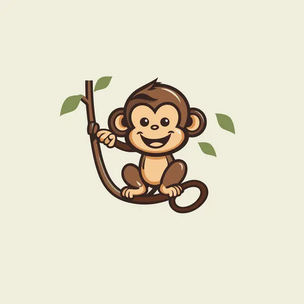 Monkey Cartoon Icon Vector Illustration Monkey Leaves — Stock Vector