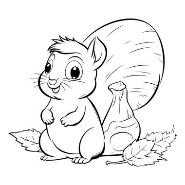 Şirin Sincap Çizimi - Çocuklar için Boyama Kitabı