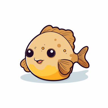 Beyaz arka planda izole edilmiş şirin çizgi film balıkları. Düz biçimli vektör illüstrasyonu.