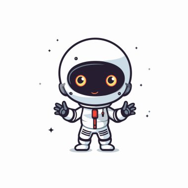 Şirin Astronot Karakteri Vektör İllüstrasyonu. Şirin Astronot Çizgi Film Tasarımı