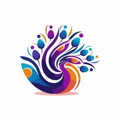 Renkli soyut logo tasarım şablonu. Uygulamanız veya kurumsal kimliğiniz için vektör logoti ögeleri.