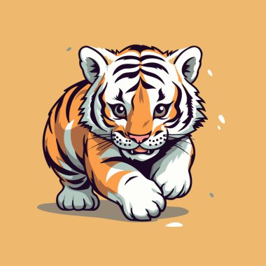 Kaplanın vektör çizimi. Tatlı çizgi film kaplanı. Vektör illüstrasyonu.