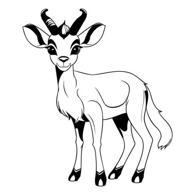 Beyaz arka planda siyah ve beyaz antiloplar izole edilmiş. Vektör illüstrasyonu.