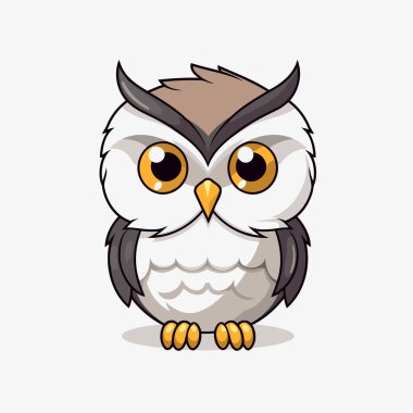 Baykuş Sevimli Çizgi Film Maskot Karakteri Vektör İllüstrasyonu.