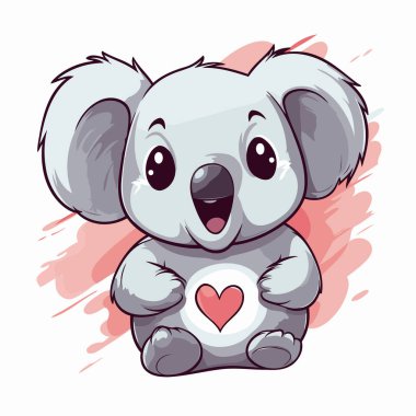 Yürekli şirin bir koala. Çizgi film koalasının vektör çizimi.
