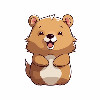 Tatlı çizgi film kunduzu. Vektör illüstrasyonu beyaz arkaplanda izole edildi.