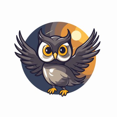 Baykuş çizgi film karakteri. Beyaz arkaplanda vektör illüstrasyonu. Çizgi film biçimi.