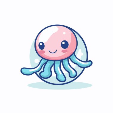 Şirin denizanası. Vektör çizimi. Beyaz arkaplanda izole.