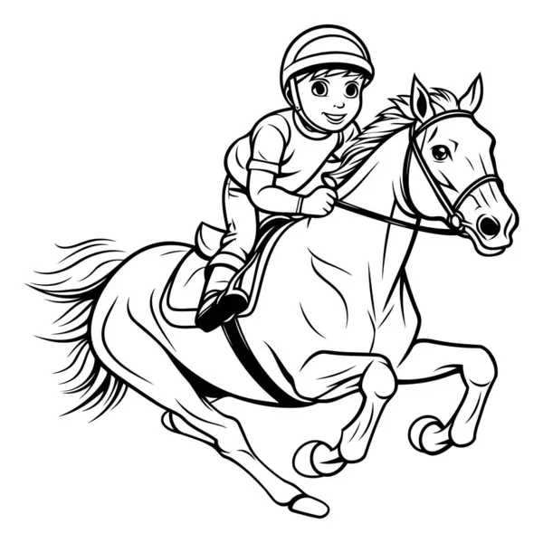 Jockey Horse Vector Illustration Ready Vinyl Cutting — Stock Vector