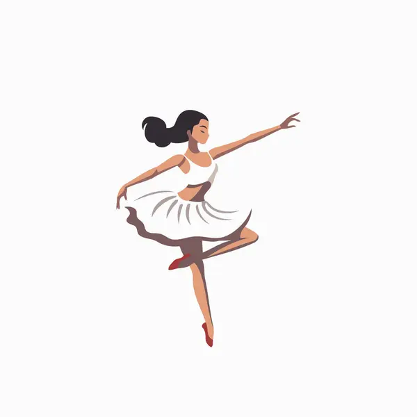 Bailarina Tutu Branco Dançarina Ballet Ilustração Vetorial — Vetor de Stock