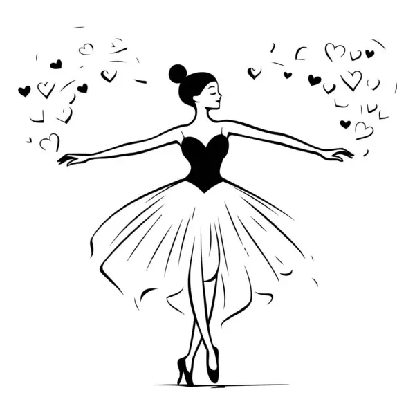 芭蕾演员穿着漂亮的连衣裙跳芭蕾舞 矢量说明 — 图库矢量图片