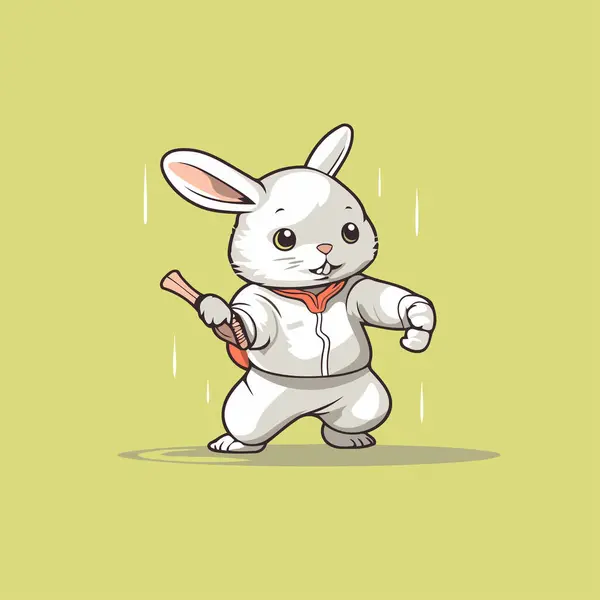 Rabbit Raincoat Brush Vector Illustration — Stock Vector