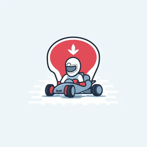 Conceito Karting Ilustração Vetorial Homem Montando Kart — Vetor de Stock