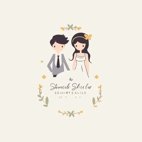 Wedding Invitation Card Bride Groom Vector Illustration — Stock Vector