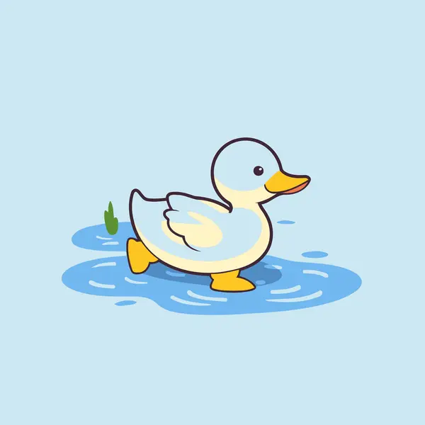Ente Wasser Vektorillustration Niedliche Zeichentrickfigur — Stockvektor