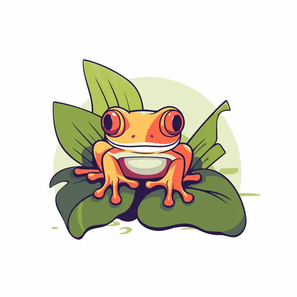 Frog Cartoon Icon Vector Illustration Red Eyed Tree Frog — Stock Vector