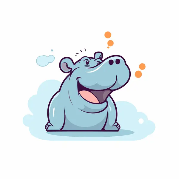 Illustration Vectorielle Hippopotame Mignon Caractère Bande Dessinée Hippo — Image vectorielle