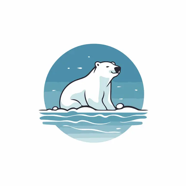 Белый Медведь Льду Векторная Иллюстрация Белом Фоне — стоковый вектор