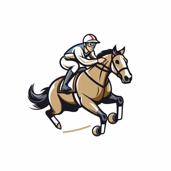 Jockey Horse Jockey Riding Horse Vector Illustration — Stock Vector