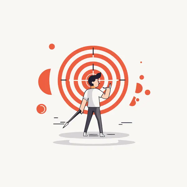 Man Aiming Target Vector Illustration Flat Style — Stock Vector