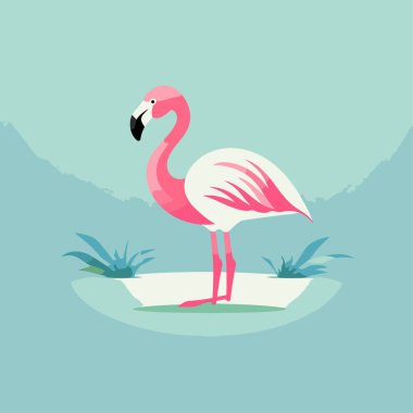 Flamingo vektör çizimi. Flamingo arka planda izole edildi.