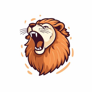 Aslan kafalı maskot. Aslan başlı maskotun vektör çizimi.