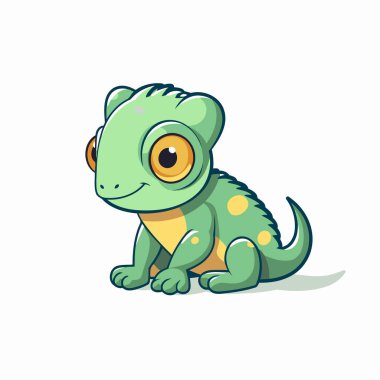 Cute cartoon chameleon isolated on white background. Vector illustration. clipart