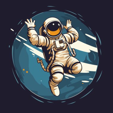 Astronot uzayda uçuyor. Tasarımınız için vektör illüstrasyonu