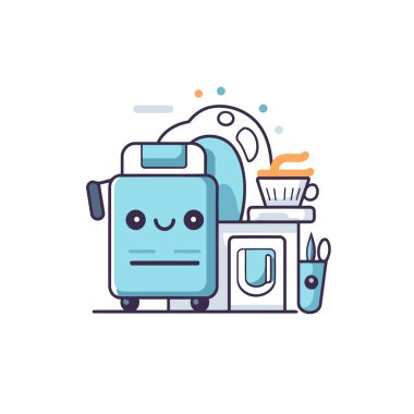 Okul malzemelerinin vektör illüstrasyonu. Okula Düz Çizgi simgesi.