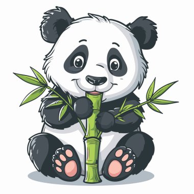 Bambu kaplı panda beyaz arka plan vektör çiziminde izole edilmiş..