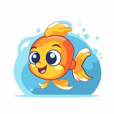 Tatlı karikatür Japon balığı. Vektör illüstrasyonu beyaz arkaplanda izole edildi.