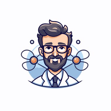 Kimyasal reaksiyonlu bilim adamı. Beyaz arkaplanda vektör illüstrasyonu.