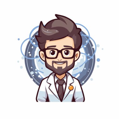 Beyaz arka planda stetoskop karakter vektörü illüstrasyonu olan doktor