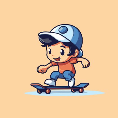 Erkek Kaykay Çizgi Filmi Vektör İllüstrasyonu. Diyagramlar için uygun. Kitap İllüstrasyonu. Oyun sermayesi. Ve Grafikle İlgili Diğer Varlıklar