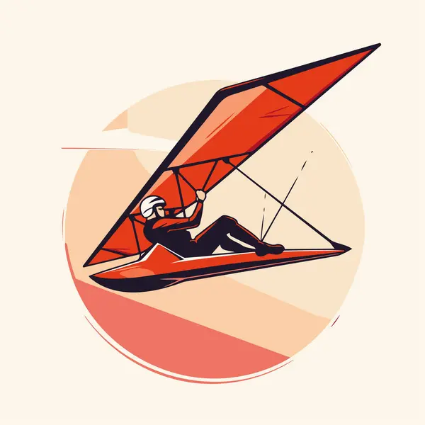 Hang Glider Extreme Sport Vector Illustration Retro Style — Stock Vector