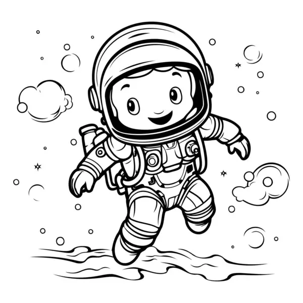 Çocuklar için boyama kitabı: Uzay giysili astronot. Vektör illüstrasyonu.
