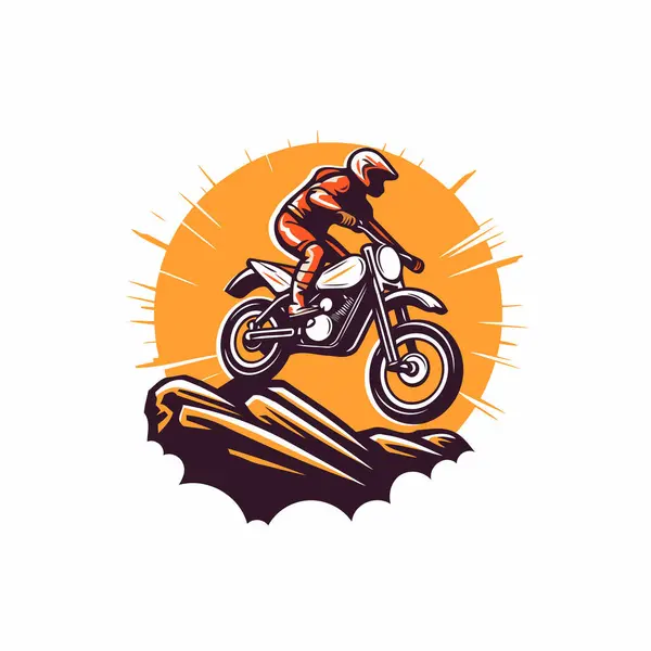 Illustration Vectorielle Motocross Vue Latérale Motocross Casque Moto — Image vectorielle
